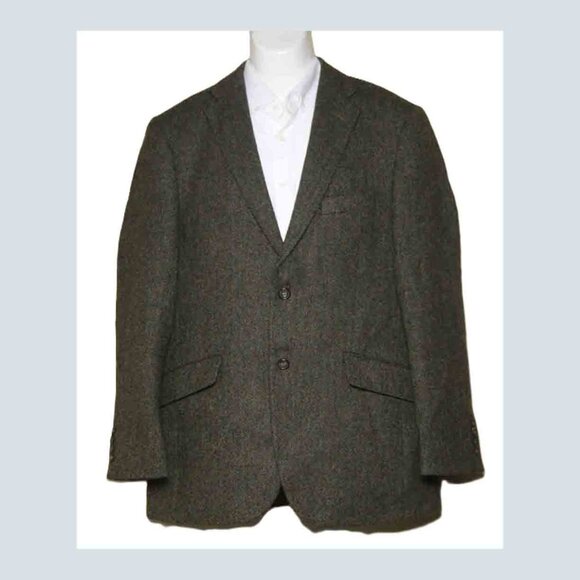 Tailorbyrd British Moon Wool Tweed Brown Herringbone Blazer Men's Size 40R - Picture 1 of 4